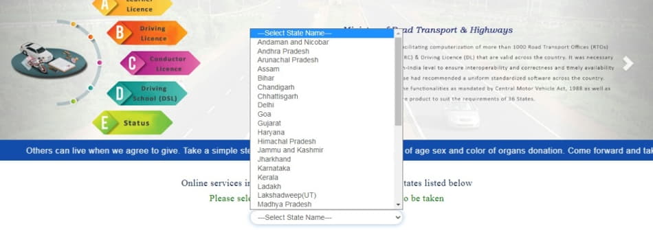 sarathi parivahan sewa driving licence